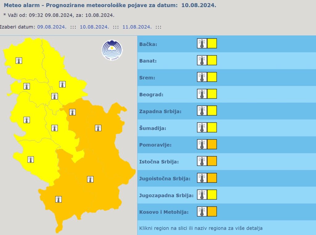 Vremenska prognoza, upozorernja i najave, meteoalarm, vreme, prognoza RHMZ