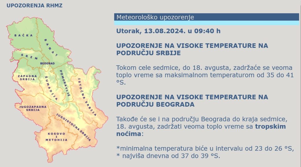 Vremenska prognoza, upzorenja i najave, vreme, leto, vrućina,