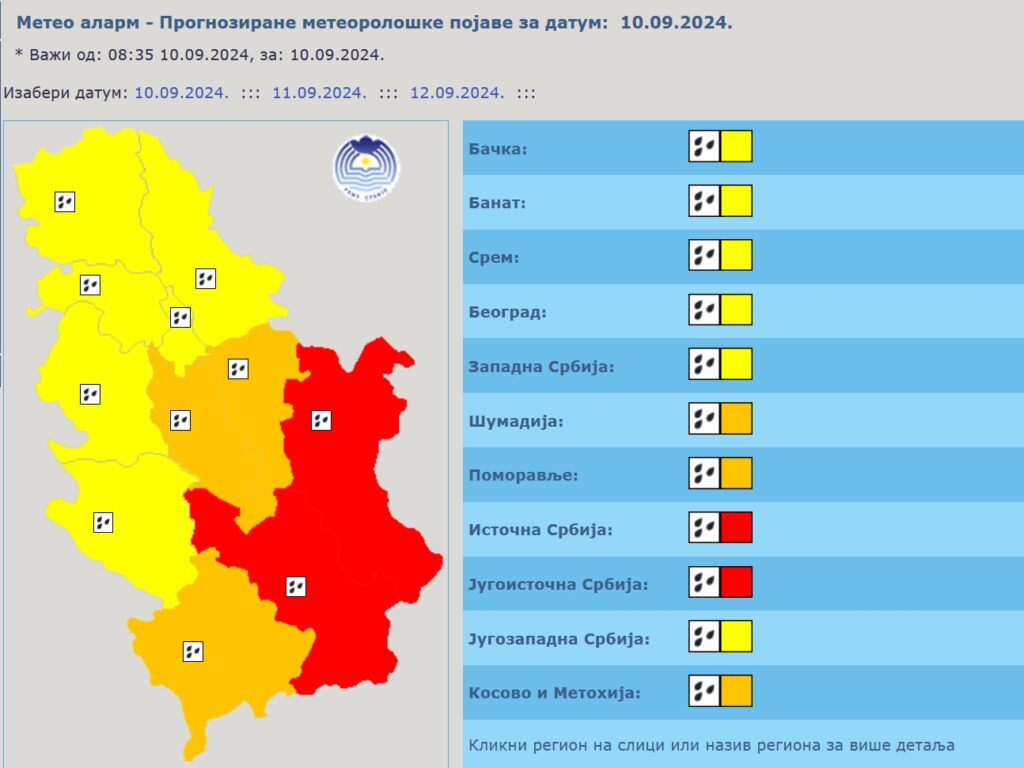 Vremenska prognoza, upozorenja i najave, mapa, grafika