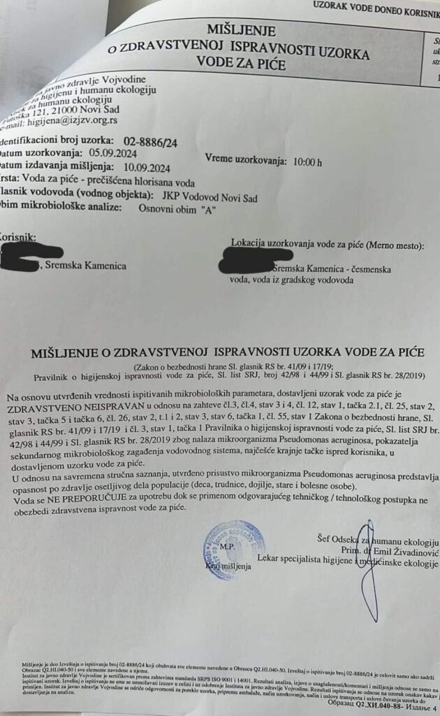 Izveštaj Instituta za javno zdravlje Vojvodine