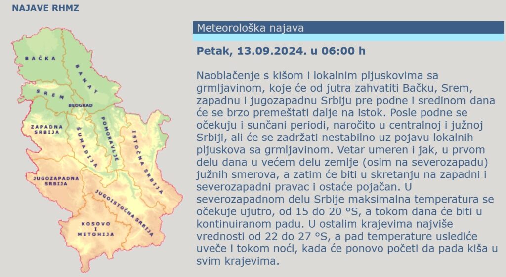 Vremenska prognoza, vreme, grafika, grafikon, upozorenja i najave