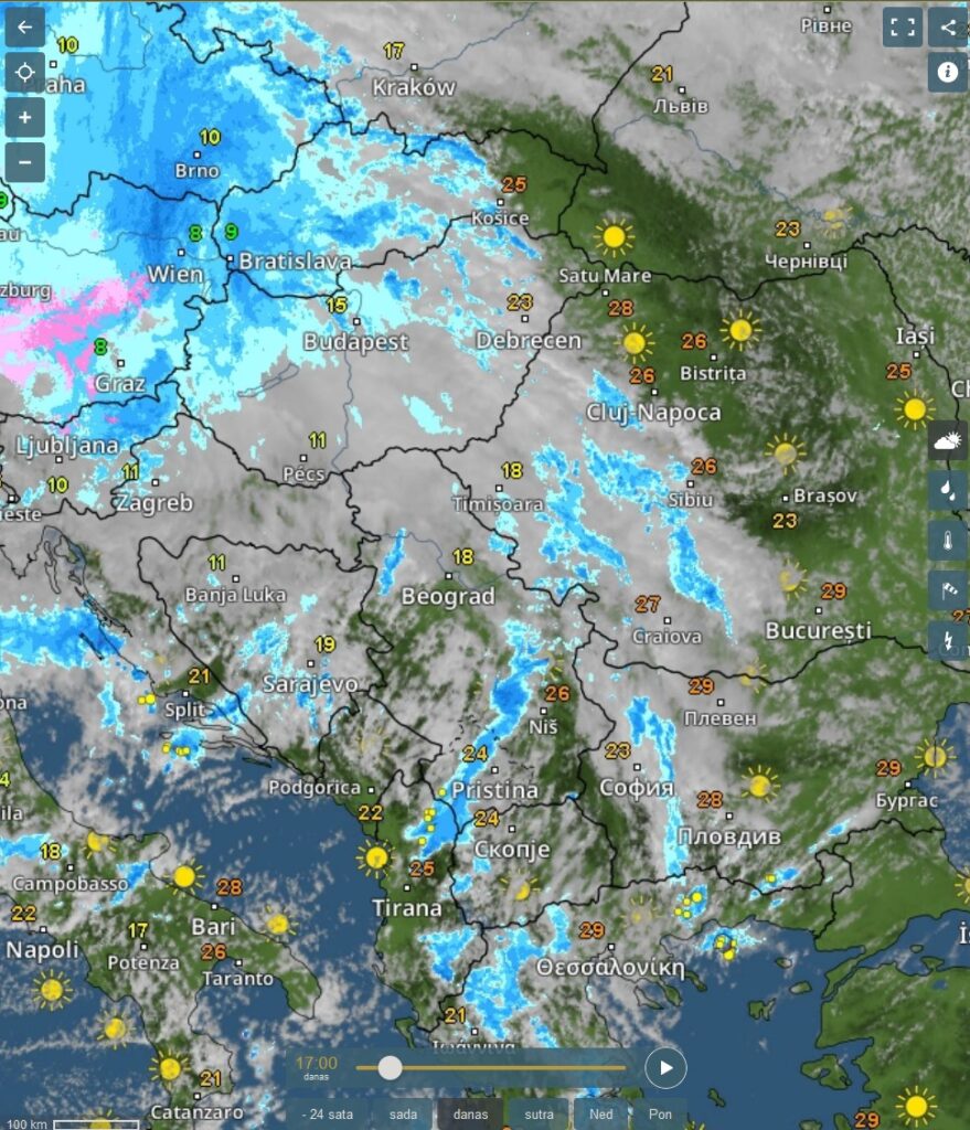 Vremenska prognoza, vreme, grafika, grafikon, upozorenja i najave