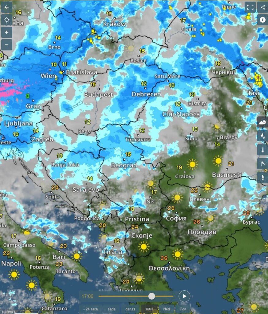 Vremenska prognoza, vreme, grafika, grafikon, upozorenja i najave