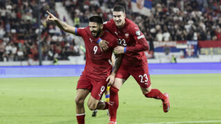 Dušan Vlahović i Aleksandar Mitrović u dresu Srbije